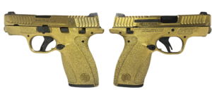 Smith & Wesson Bodyguard 2.0 Gold MS .380 ACP 2.75 in pistol studio image